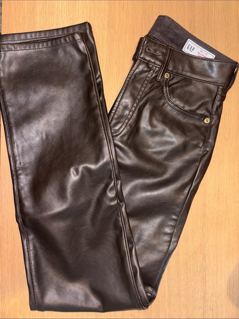 GAP Women's Brown Faux Leather Skinny Jeans